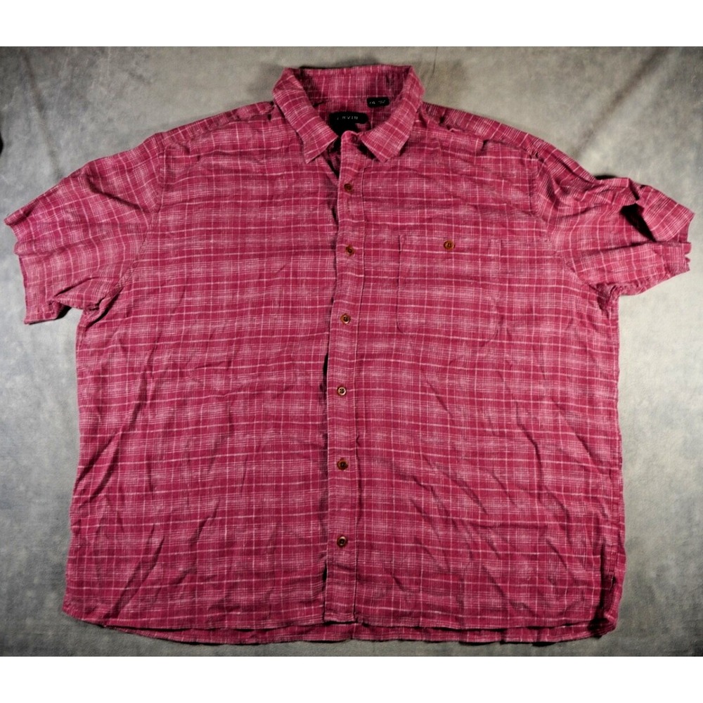 ORVIS Short Sleeve Shirt XXL Hemp Blend Red Plaid Chest Pocket